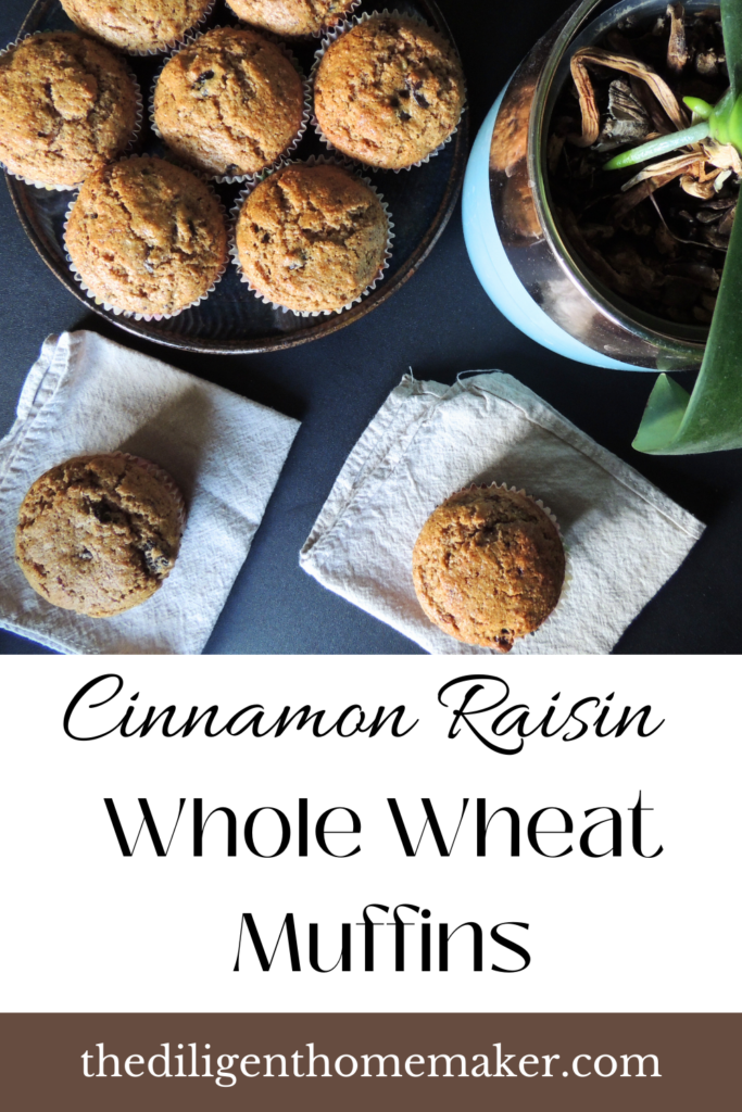 Pin image for cinnamon raisin muffins