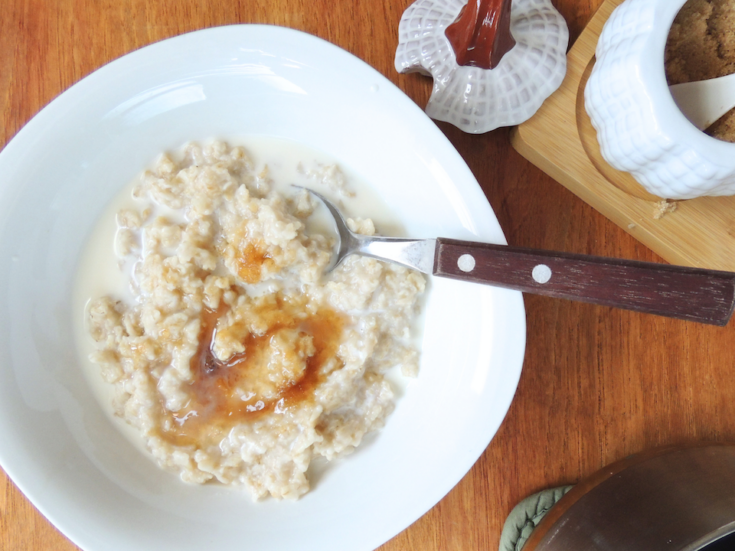 Soaked Oatmeal with Cream and Brown Sugar