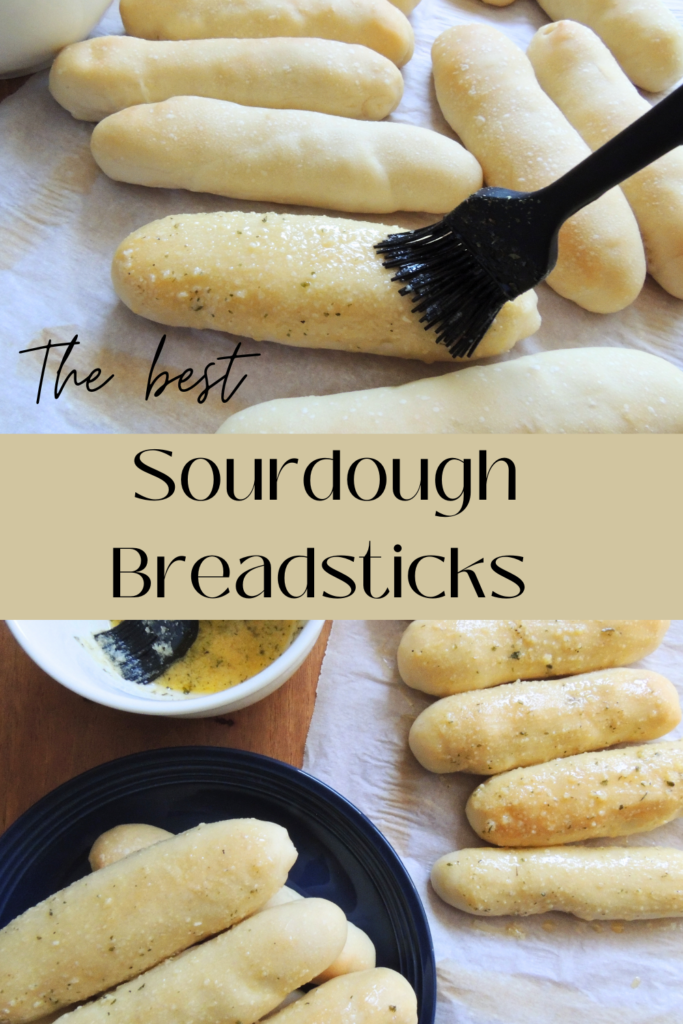 pin image for sourdough breadsticks recipe